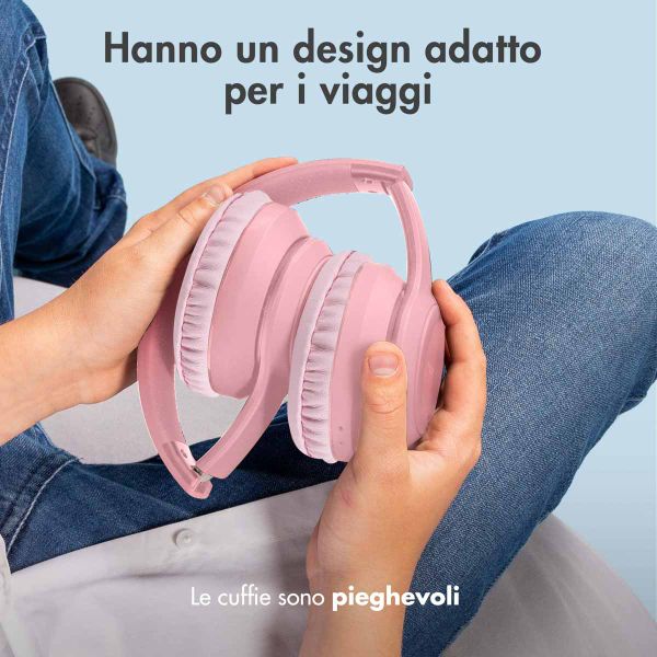 imoshion Cuffie wireless per bambini con LED Light - Limitatore di decibel - Con cavo AUX - Rosa