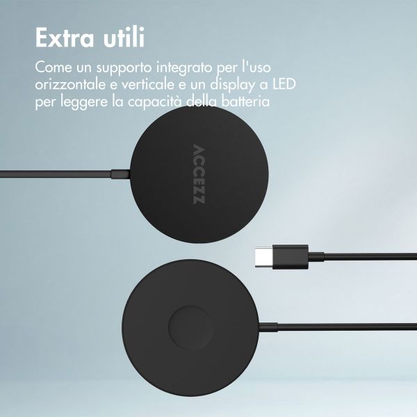 Accezz Caricatore wireless USB-C - Caricatore wireless MagSafe - 1 metro - Nero