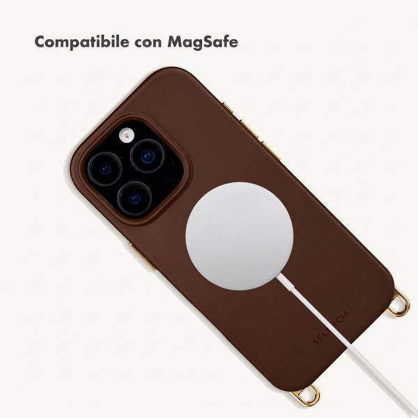 Selencia Cover posteriore Rivièra con MagSafe con ganci rimovibili Apple iPhone 15 Pro - Choco Brown