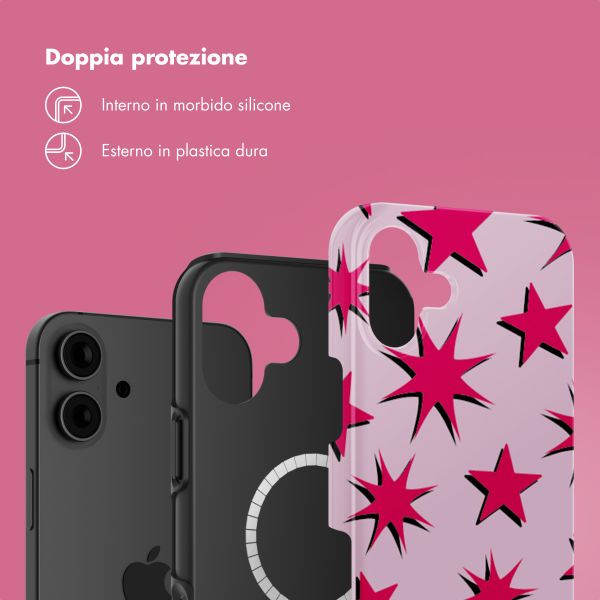 Selencia Cover posteriore Vivid con MagSafe Apple iPhone 16 - Stars Rubine Red Light Pink