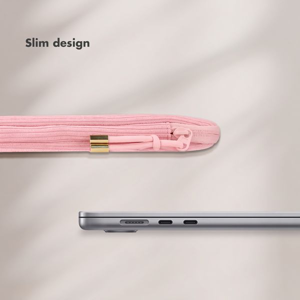 Selencia Cover per laptop in velluto a coste 13-14 pollici - Sleeve per laptop - Soft Blush