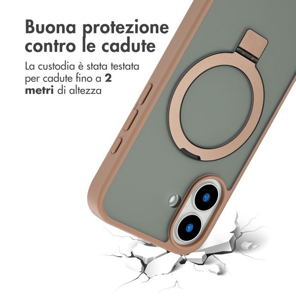 Accezz Cover con anello e supporto con MagSafe Apple iPhone 16 - Marrone