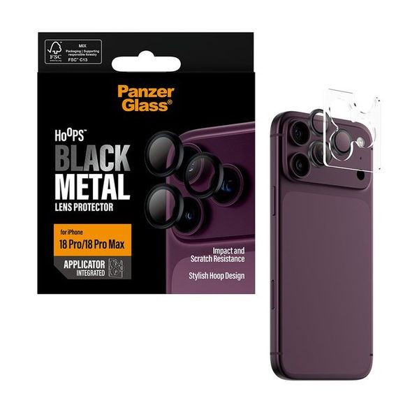 PanzerGlass Hoops Optic Rings Protezione fotocamera Apple iPhone 18 Pro (Max) - Black