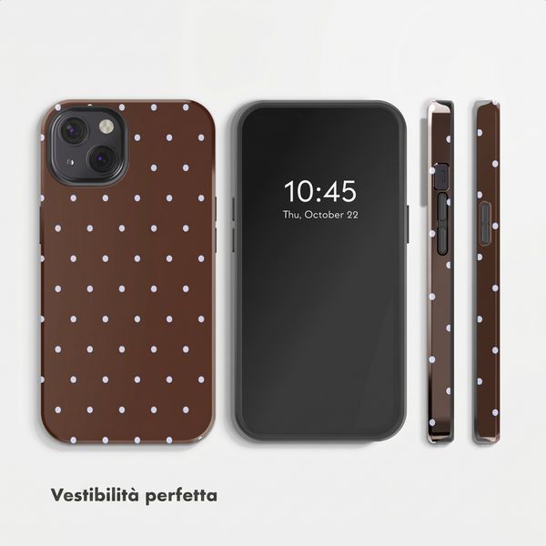 Selencia Cover posteriore Vivid con MagSafe Apple iPhone 13 - Happy Dots Chocolate