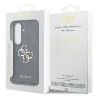 Guess Cover Posteriore con Logo 4G in Metallo Samsung Galaxy S26 Plus - Nero