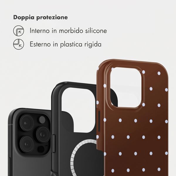Selencia Cover posteriore Vivid con MagSafe Apple iPhone 16 Pro Max - Happy Dots Chocolate