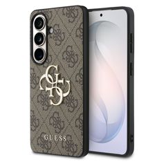 Guess Cover Posteriore con Logo 4G in Metallo Samsung Galaxy S26 Plus - Marrone