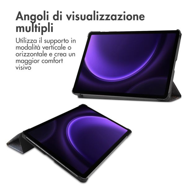 imoshion Cover Trifold Design Samsung Galaxy Tab S9 11.0 pollici / S10 Lite / S10 FE / S9 FE 10.9 pollici - Black Marble