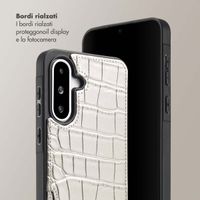 Selencia Cover per telefono Nova Croco con cordino e portacarte Samsung Galaxy A36 / A56 - Argento