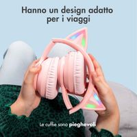 imoshion Cuffie wireless per bambini LED Light Cat Ear - Limitatore di Decibel - Con cavo AUX - Rosa