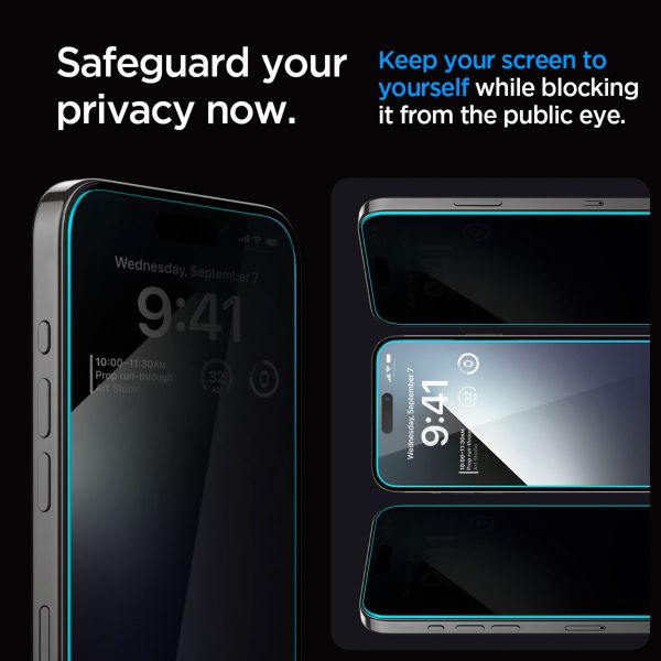 Spigen Vetro temperato privacy GLAStR EZ Fit + Applicatore - confezione da 2 Apple iPhone 15 Pro