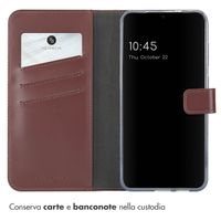 Selencia Cover a libro in vera pelle Samsung Galaxy S25 Plus - Marrone scuro