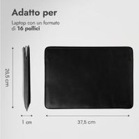 Accezz Custodia per laptop in pelle 16 pollici - Nero