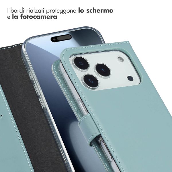 Selencia Cover a libro in vera pelle Apple iPhone 17 Pro - Air Blue