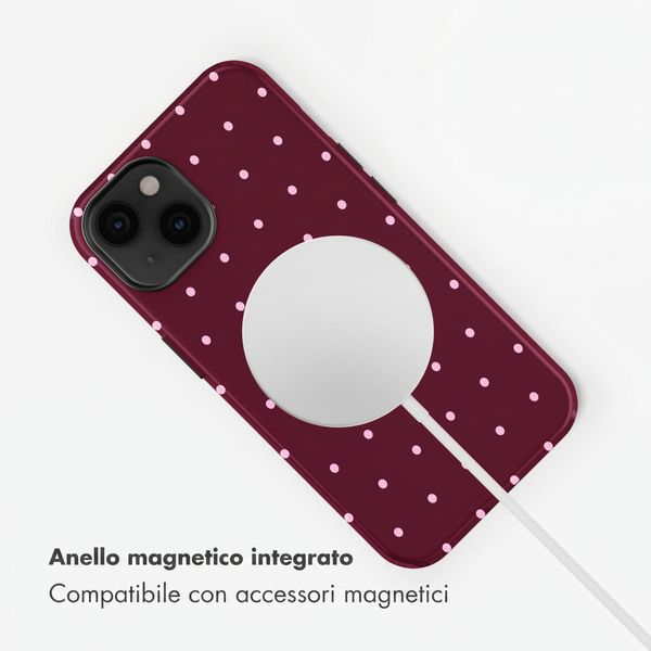 Selencia Cover posteriore Vivid con MagSafe Apple iPhone 14 - Happy Dots Burgundy