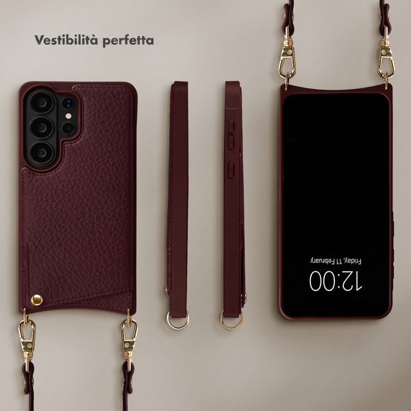 Selencia Cover per telefono Nova con cordino e portacarte Samsung Galaxy S26 Ultra - Bold Burgundy