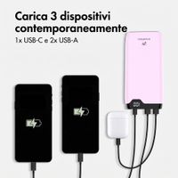 imoshion Powerbank da 20.000 mAh - Caricabatterie rapido da 22,5 W - USB-C / USB-A - Rosa