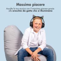 imoshion Cuffie wireless per bambini LED Light Cat Ear - Limitatore di decibel - Con cavo AUX - Nere