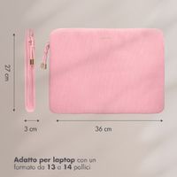 Selencia Cover per laptop in velluto a coste 13-14 pollici - Sleeve per laptop - Soft Blush