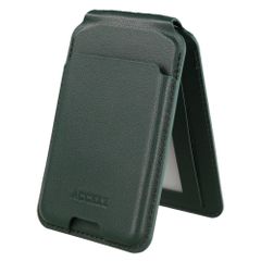 Accezz Portafoglio in pelle magnetico con supporto - Compatibile con Apple Find My - Cedar Green