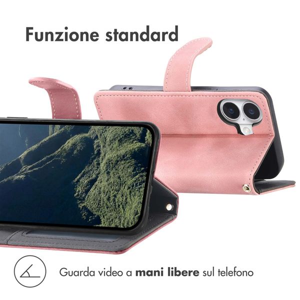 imoshion Cover a libro con Cordino Apple iPhone 16 - Rosa