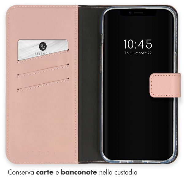 Selencia Cover a libro in vera pelle Apple iPhone 15 Plus - Dusty Pink
