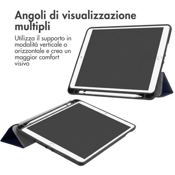 imoshion Cover a libro Trifold Apple iPad 6 (2018) 9.7 pollici / iPad 5 (2017) 9.7 pollici / Air 2 (2014)/Air 1 (2013) - Blu scuro