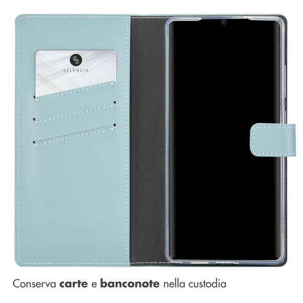 Selencia Cover a libro in vera pelle Samsung Galaxy S25 Ultra - Air Blue