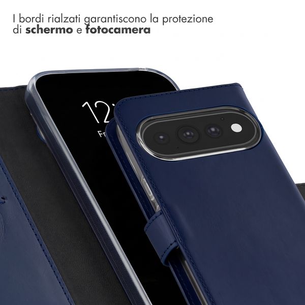 Selencia Cover a libro in vera pelle Google Pixel 11 / 11 Pro - Blu scuro