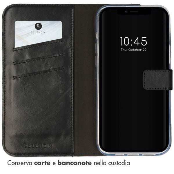Selencia Cover a libro in vera pelle Apple iPhone 14 - Nero