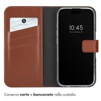 Selencia Cover a libro in vera pelle Apple iPhone 16 Pro - Marrone chiaro
