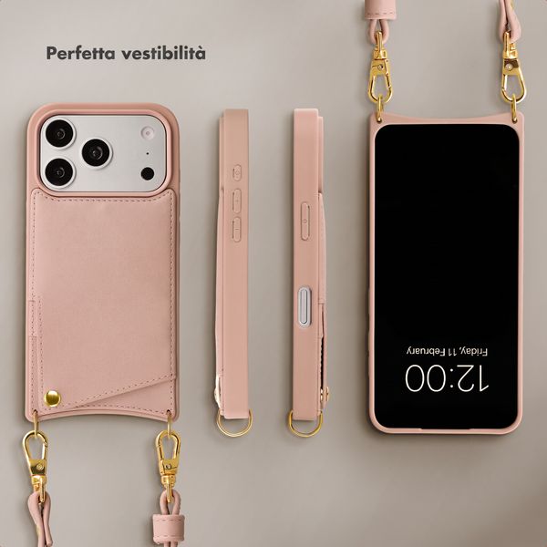 Selencia Cover per telefono Nova con cordino e portacarte Apple iPhone 17 Pro - Dusty Rose