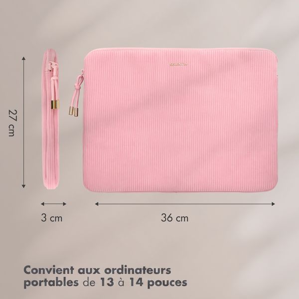 Selencia Cover per laptop in velluto a coste 13-14 pollici - Sleeve per laptop - Soft Blush