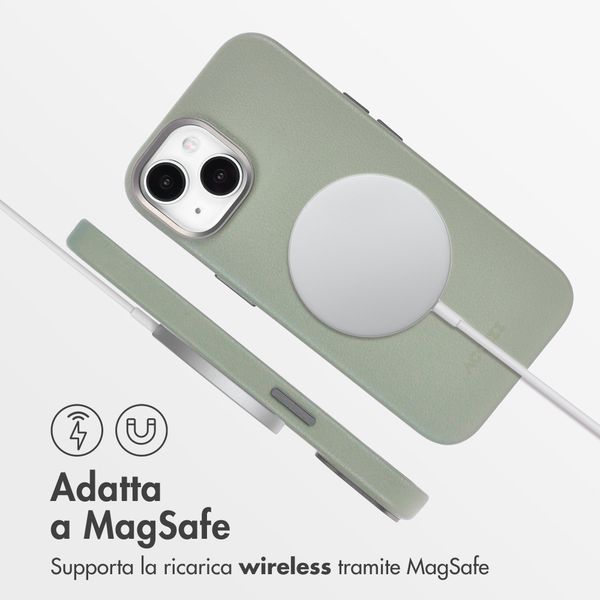 Accezz Cover in Pelle con MagSafe Apple iPhone 15 - Light Grey
