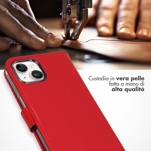 Selencia Cover a libro in vera pelle Apple iPhone 15 Plus - Rosso