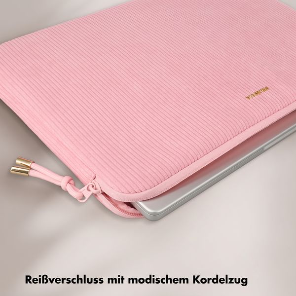 Selencia Cover per laptop in velluto a coste 15-16 pollici - Sleeve per laptop - Soft Blush