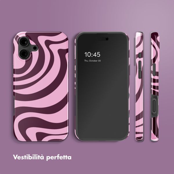 Selencia Cover Posteriore Vivid Apple iPhone 16 - Wavy Swirl Pink Plum