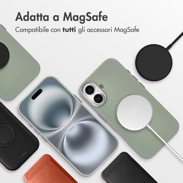 Accezz Cover in Pelle con MagSafe Apple iPhone 16 - Light Grey