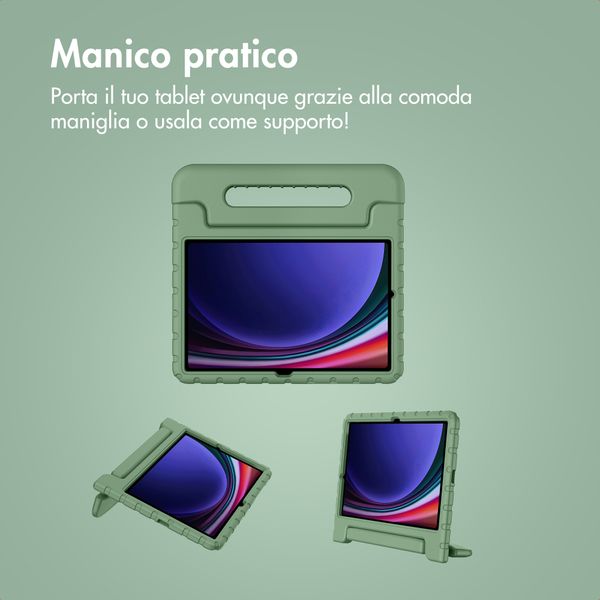 imoshion Cover Posteriore Kidsproof con Maniglia Samsung Galaxy Tab S11 / S9 11.0 pollici / S10 Lite / S10 FE / S9 FE 10.9 pollici - Olive Green