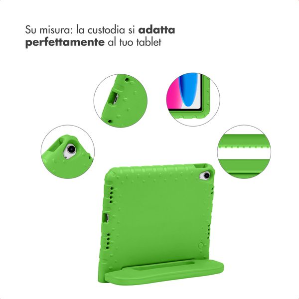 imoshion Cover Posteriore Kidsproof con Maniglia Apple iPad 11 (2025) 11 pollici A16 / iPad 10 (2022) 10.9 pollici - Verde
