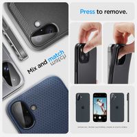 Spigen Optik Lens Protector - Protezione completa della fotocamera (confezione da 2) per Apple iPhone 16 / 16 Plus - Black