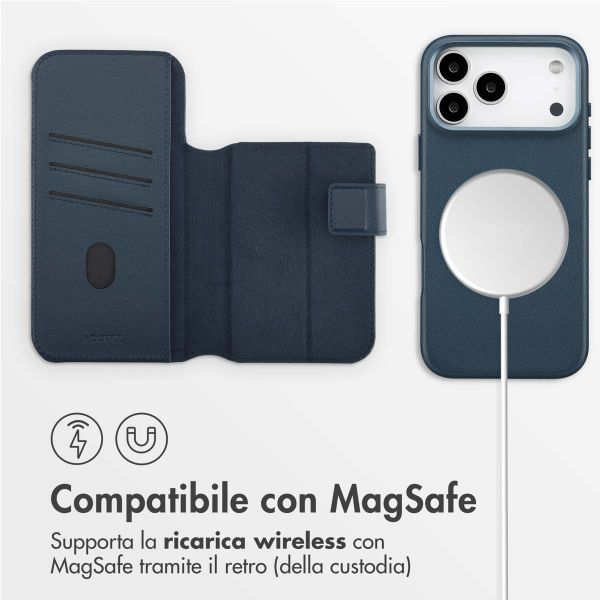 Accezz Cover in pelle 2 in 1 con MagSafe Apple iPhone 17 Pro Max - Nightfall Blue