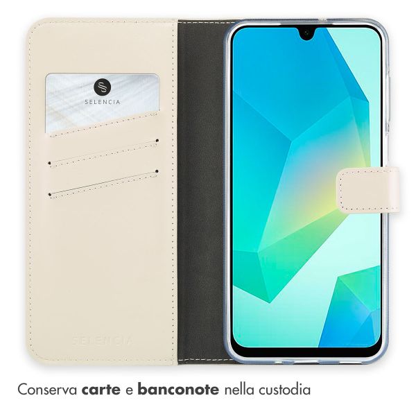 Selencia Cover a libro in vera pelle Samsung Galaxy A16 - Greige
