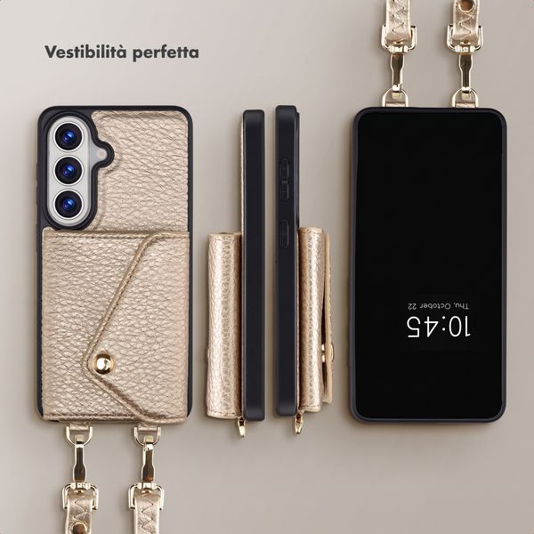 Selencia Cover per telefono Sera con cordino e portacarte a busta Samsung Galaxy S26 FE - Champagne