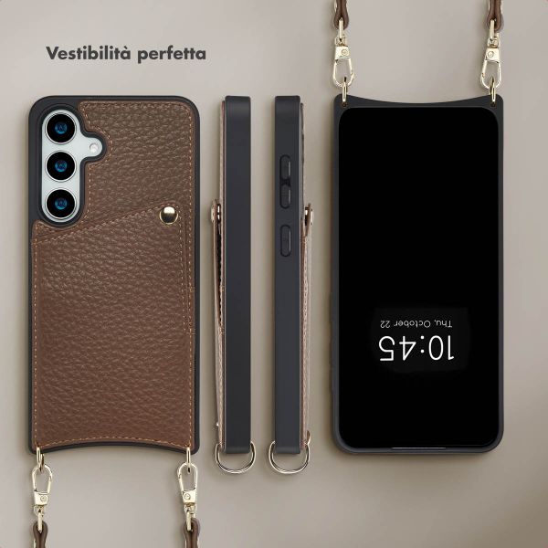 Selencia Cover per telefono Nova con cordino e portacarte Samsung Galaxy S25 / S24 - Mocha Brown
