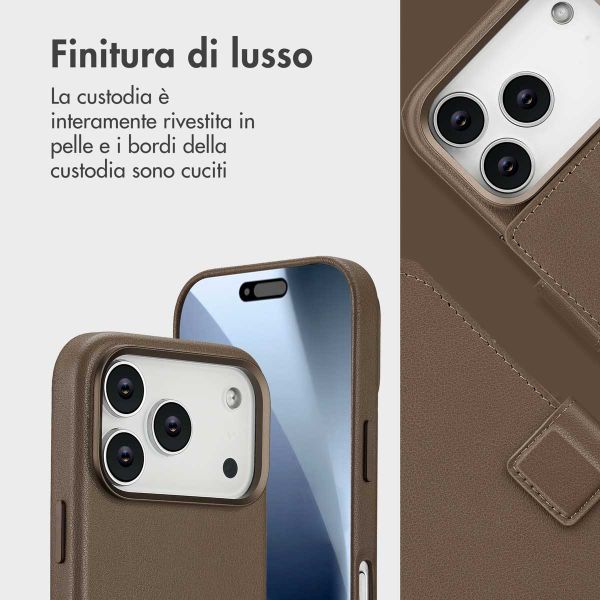Accezz Cover in pelle 2 in 1 con MagSafe Apple iPhone 17 Pro - Marrone caffè