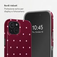 Selencia Cover posteriore Vivid con MagSafe Apple iPhone 15 - Happy Dots Burgundy