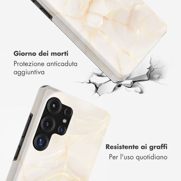 Selencia Cover posteriore Vivid con MagSafe Samsung Galaxy S25 Ultra - Golden Beige Marble