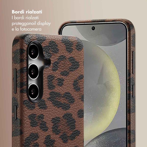 Selencia Cover Sabi Stampa pantera con MagSafe Samsung Galaxy S24 - Mocha Brown