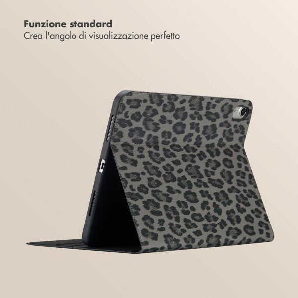 Selencia Libreria Sabi con stampa leopardata Apple iPad 11 (2025) 11 pollici A16 / iPad 10 (2022) 10.9 pollici - Midnight Black